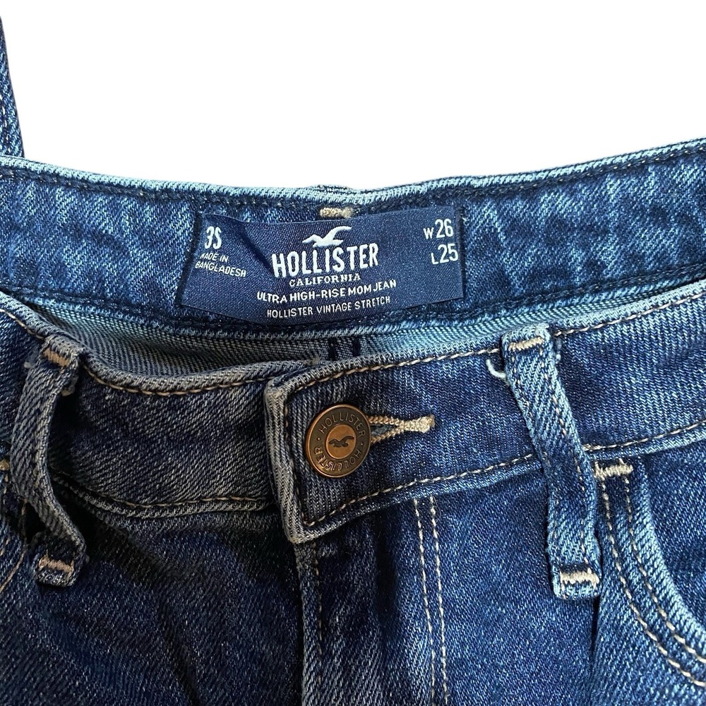 Hollister Jeans Ultra-High Rise Mom Jean Vintage Stretch Women Sz 3S W26 L25 - Picture 3 of 5